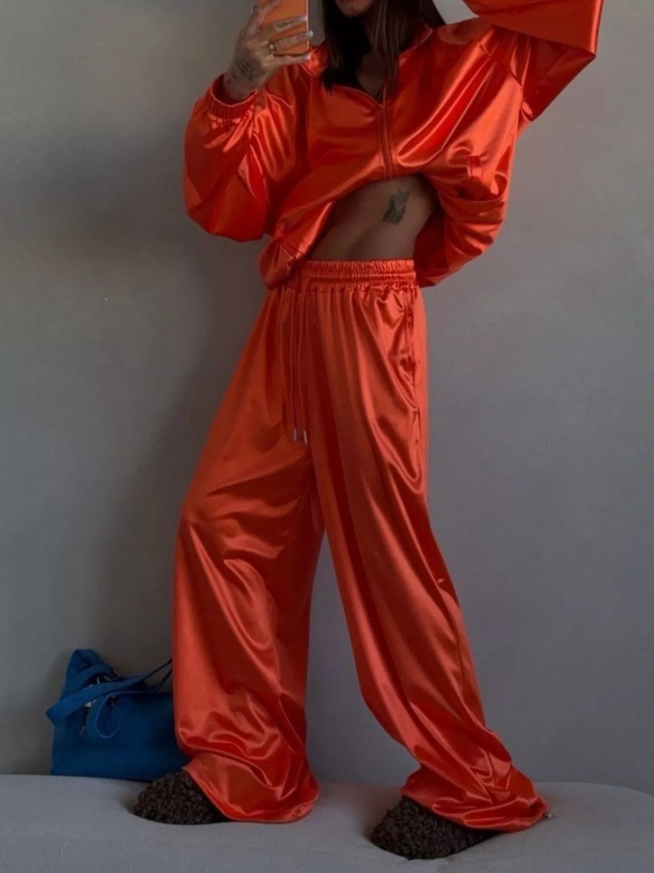 Trendsi Zip Up Raglan Sleeve Jacket and Pants Set -
