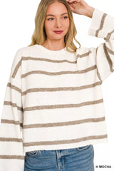 Trendsi Zenana Wool Blend Striped Sweater - Shirts