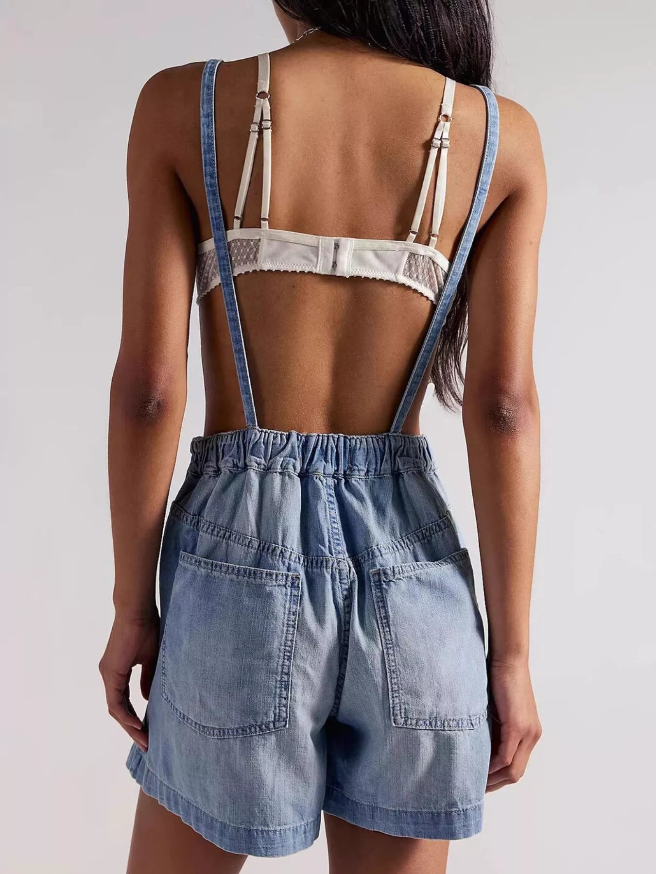Trendsi Backless Denim Short Overalls -