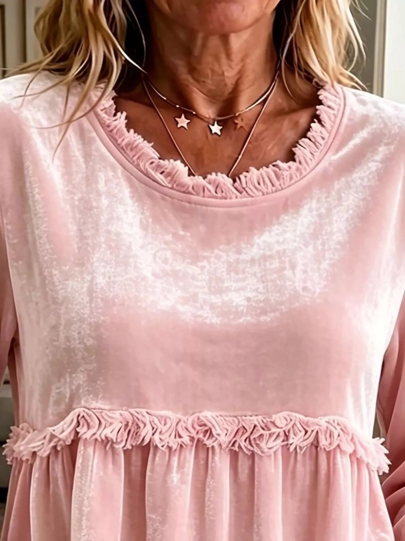 Trendsi Fringed Hem Long Sleeve T-Shirt -