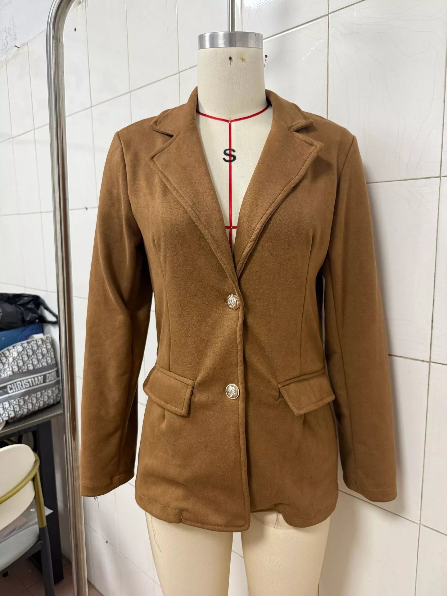 Trendsi Single-Breasted Lapel Collar Blazer -