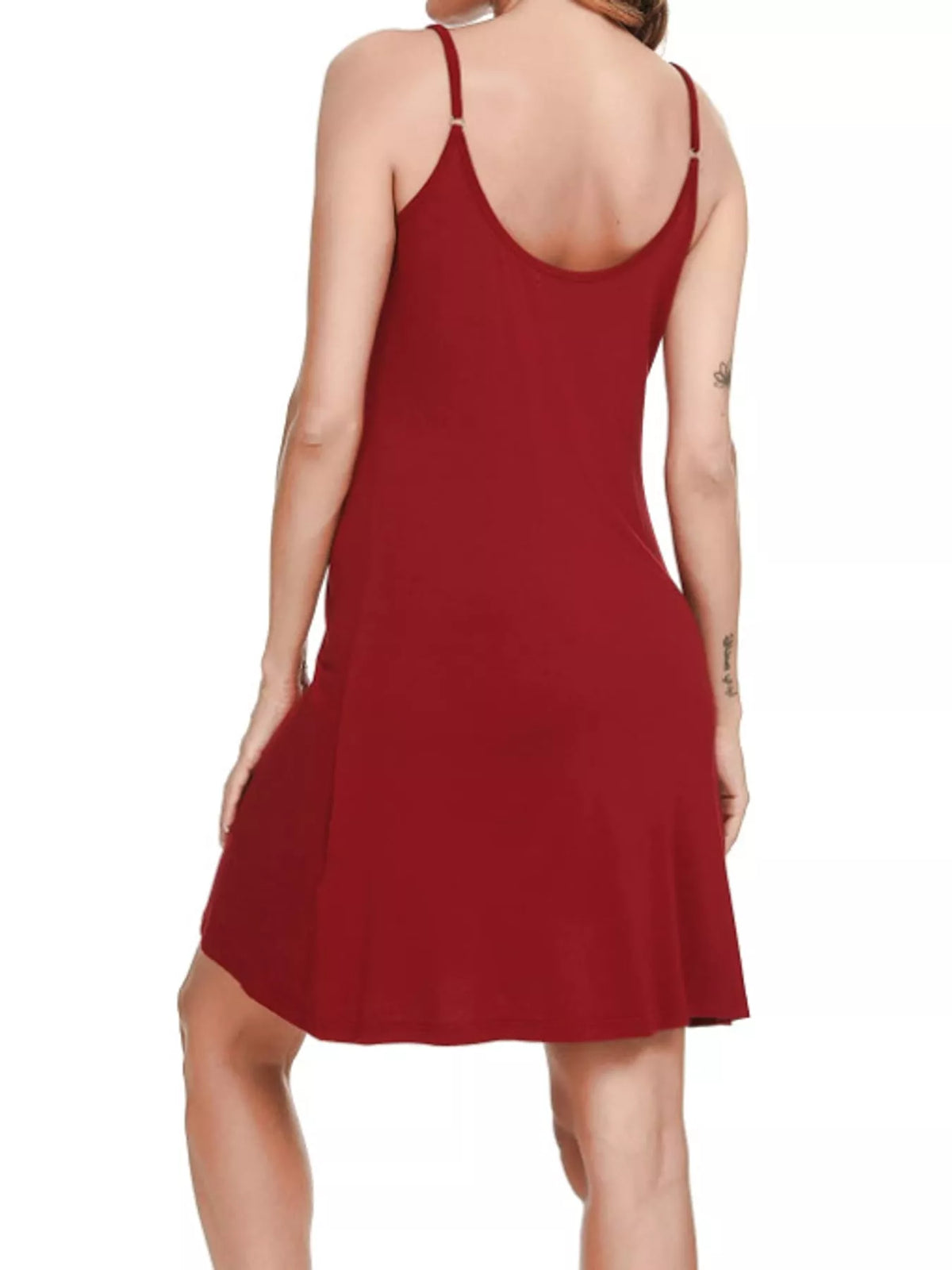 Lace Detail Spaghetti Strap Lounge Dress — back view