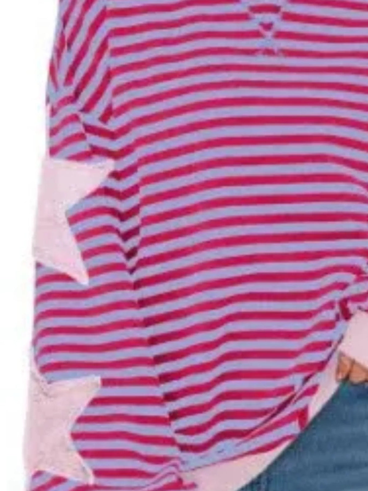 Rose Red Star-Patch Striped Oversized Sweatshirt star and stripe detail
