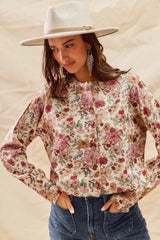 Trendsi SO ME Floral Print Button Front Sweater Cardigan -