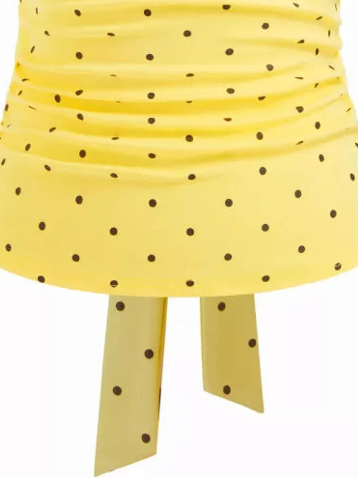 Polka Dot Print Sleeveless Tank Top with Tie Back, detail view in yellow and black