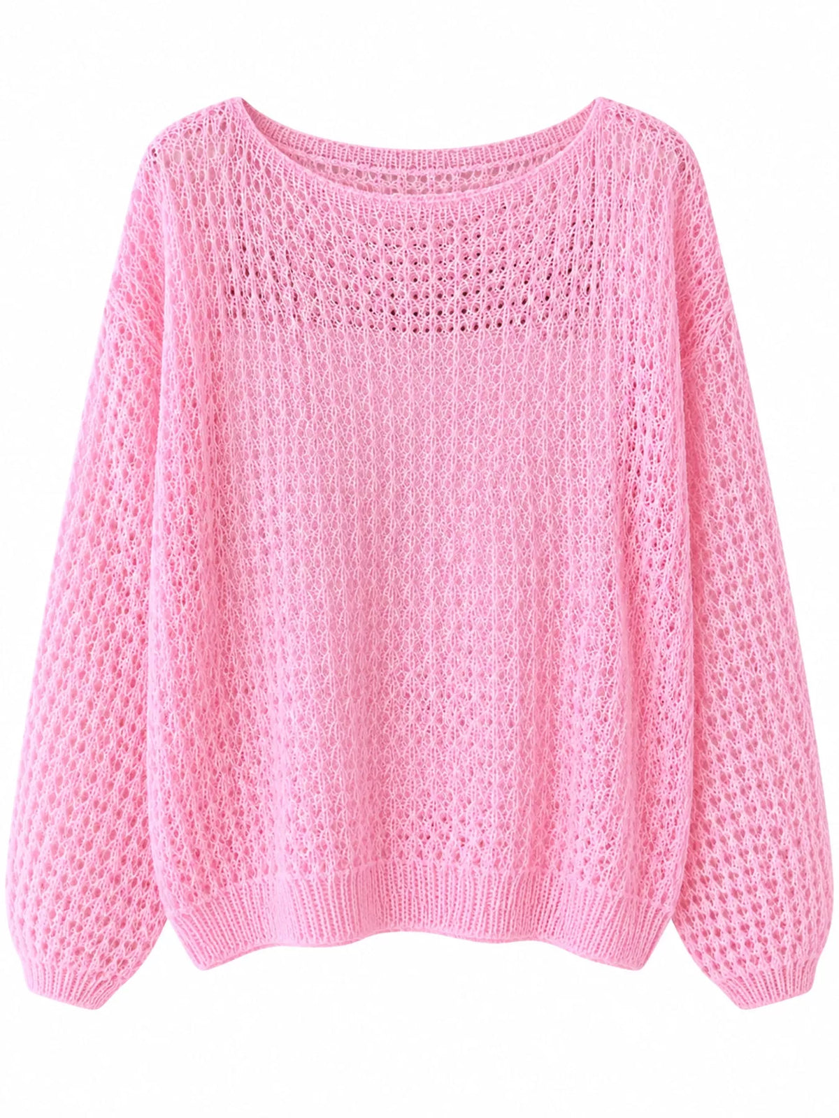 Pink openwork knit cover-up top