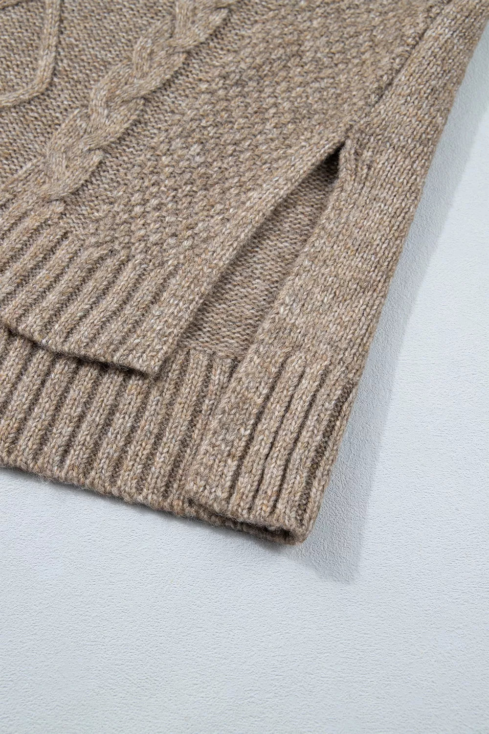 Cable-knit sweater, side-slit hem