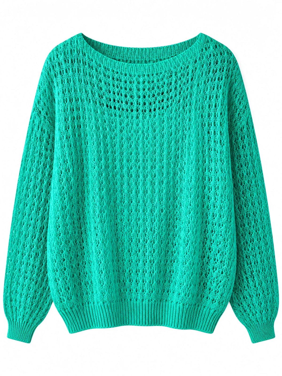 Green openwork knit cover-up top