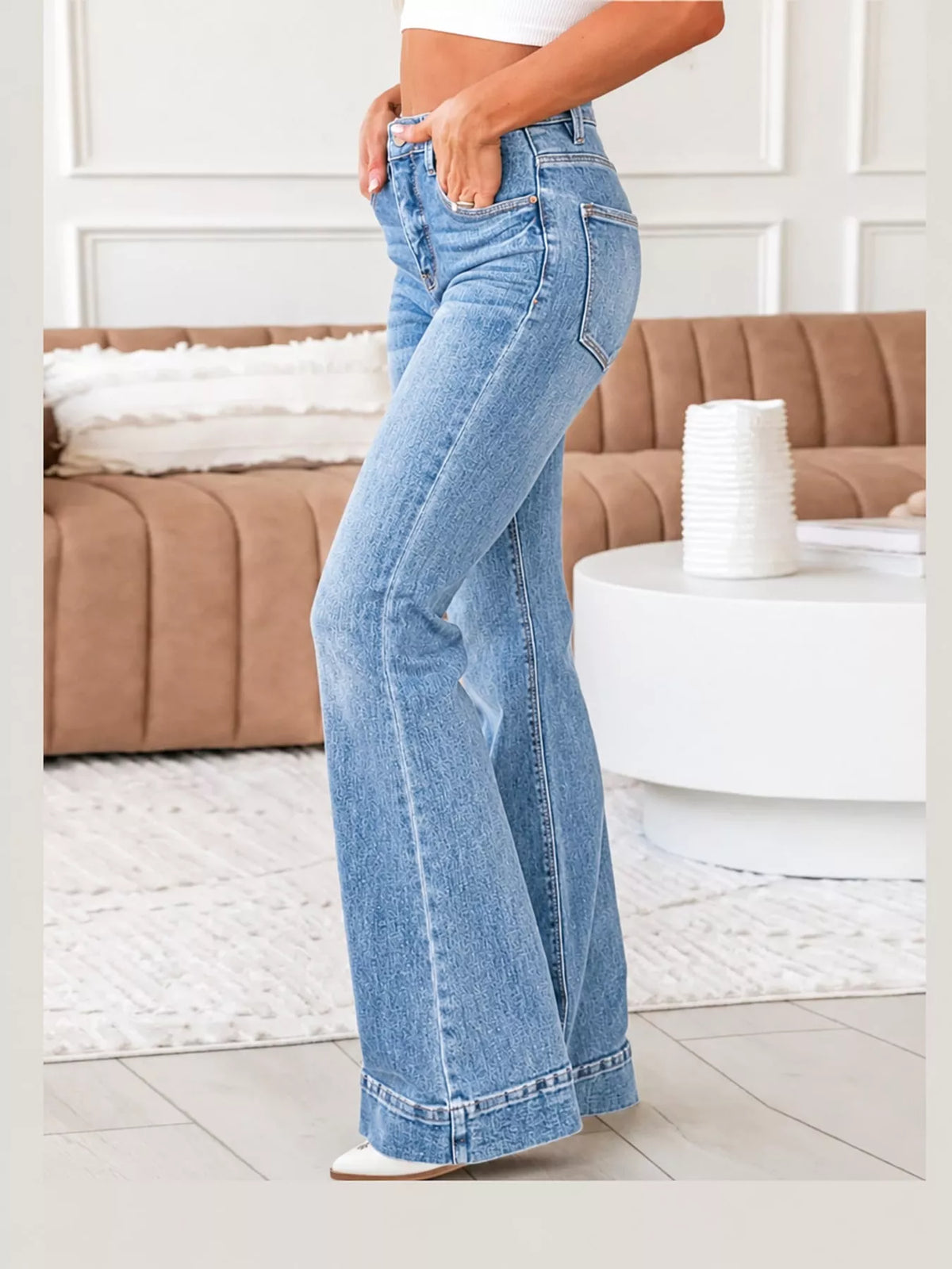 Light Blue high-rise flare leg jeans