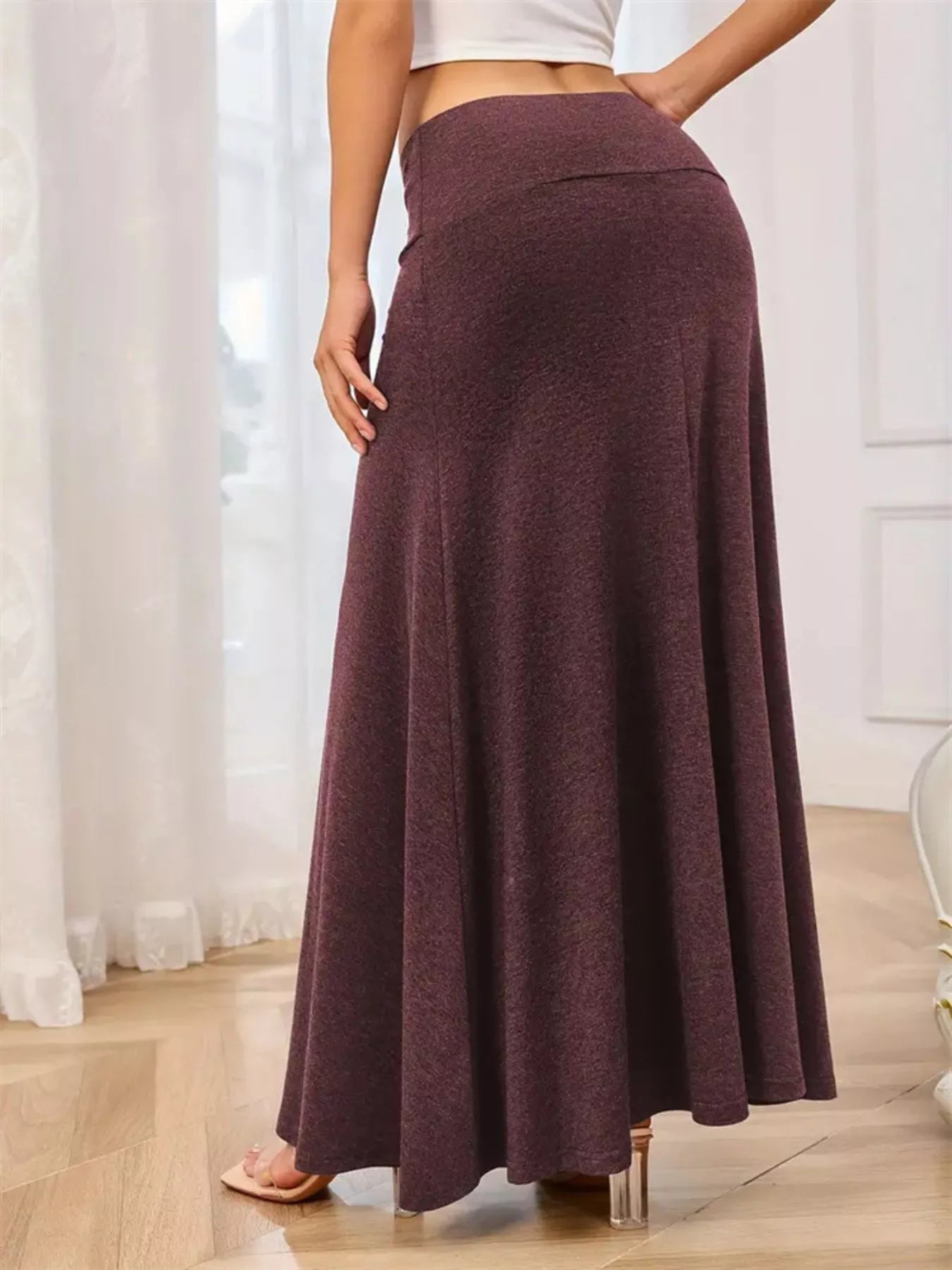 Trendsi Flowy Maxi Skirt with Wide Waistband -