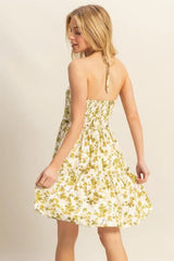 Trendsi HYFVE Floral Print Halter Neck Tiered Mini Dress - Dresses