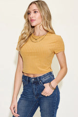 Trendsi Basic Bae Full Size Ribbed Round Neck Short Sleeve T-Shirt -