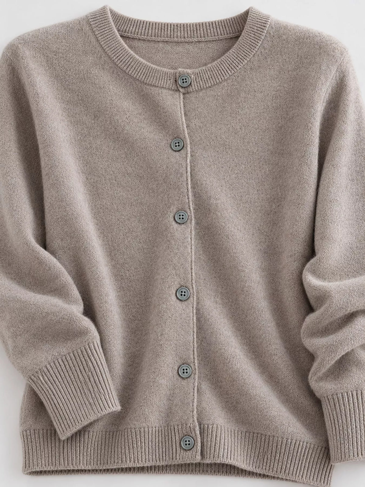 Button-down cardigan, taupe button detail