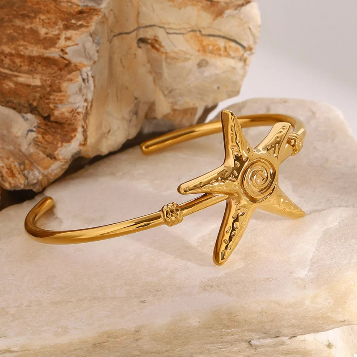 Trendsi 18K Gold-Plated Starfish Open Bracelet -