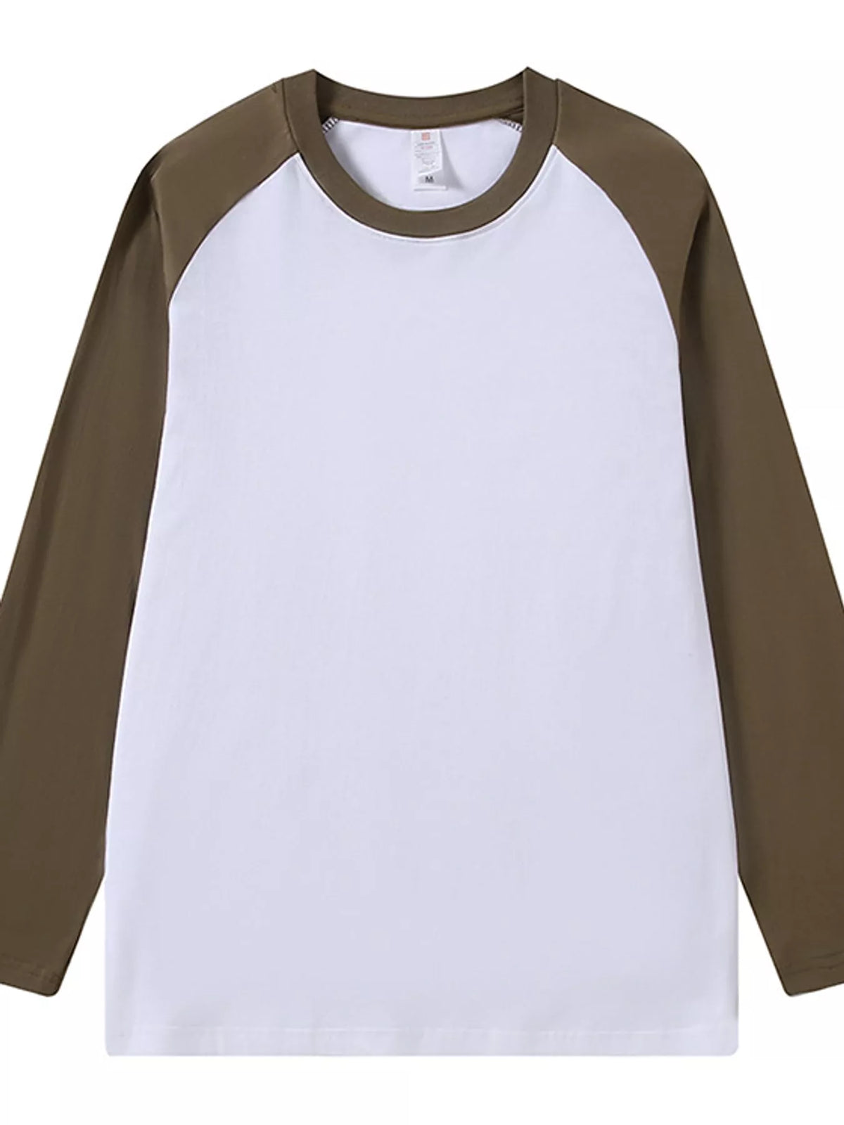 White And Coffee contrast raglan long sleeve t-shirt