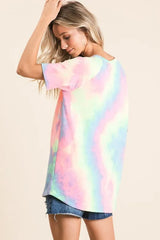 Trendsi BiBi Tie Dye French Terry Print Top -