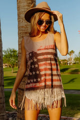 Trendsi BiBi American Flag Print Knit Sleeveless Top -