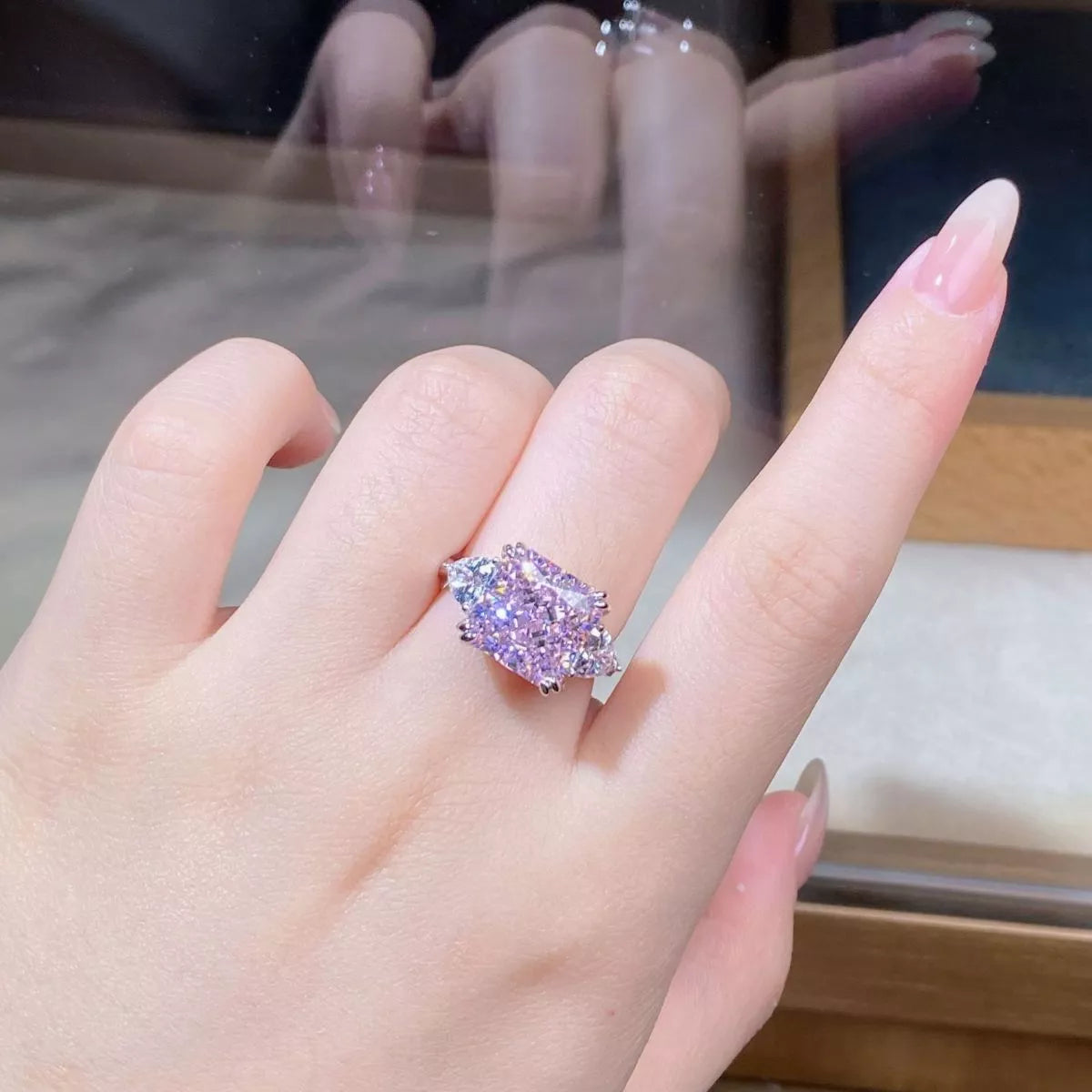 Trendsi 925 Sterling Silver Zircon Geometric Ring -
