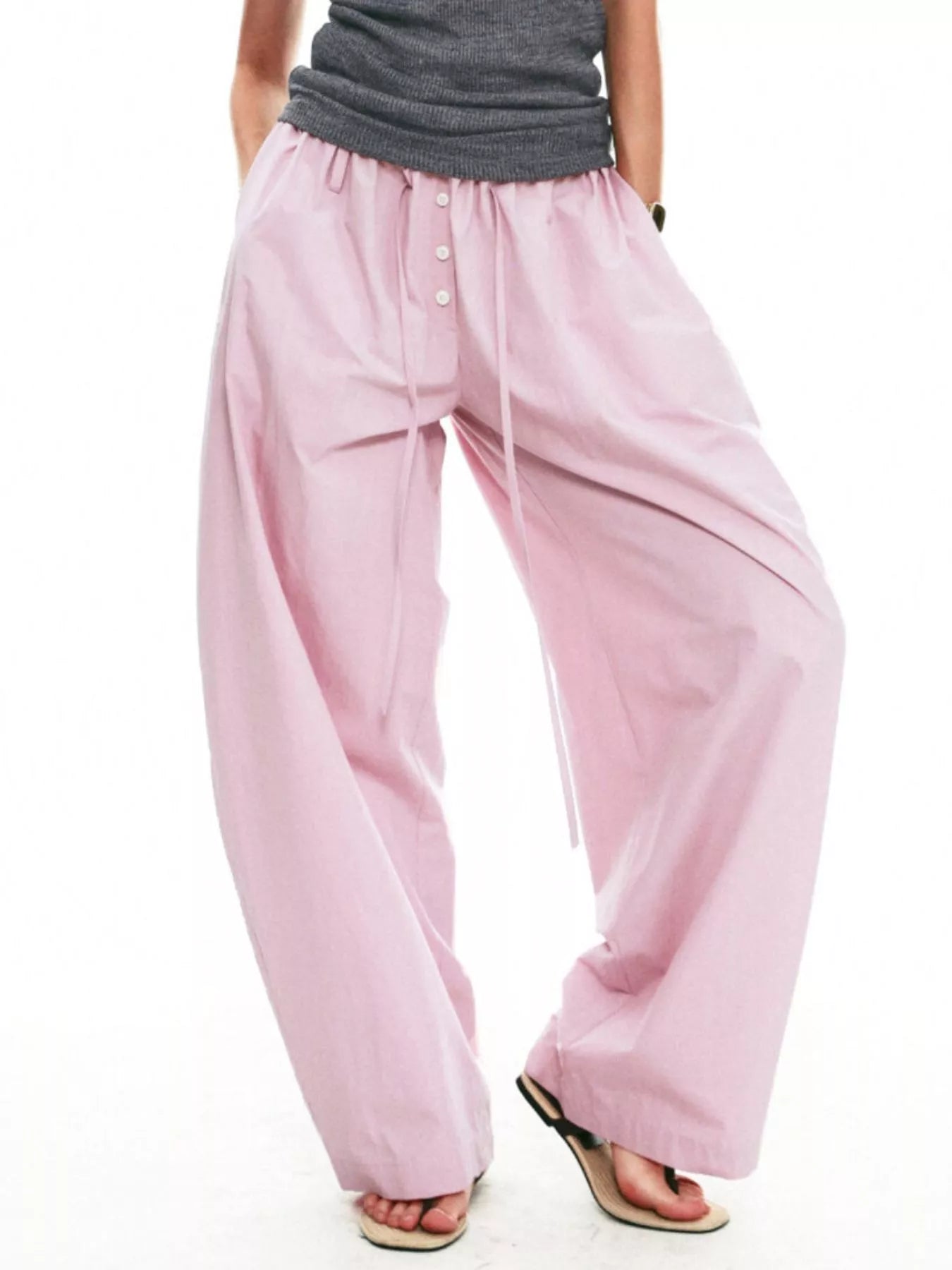 Drawstring wide-leg pants