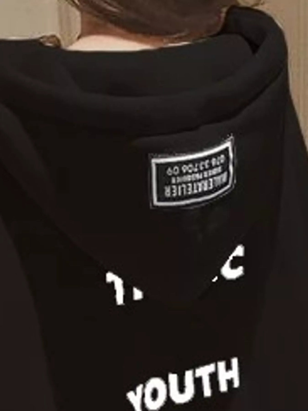 Black oversized zip-up hoodie