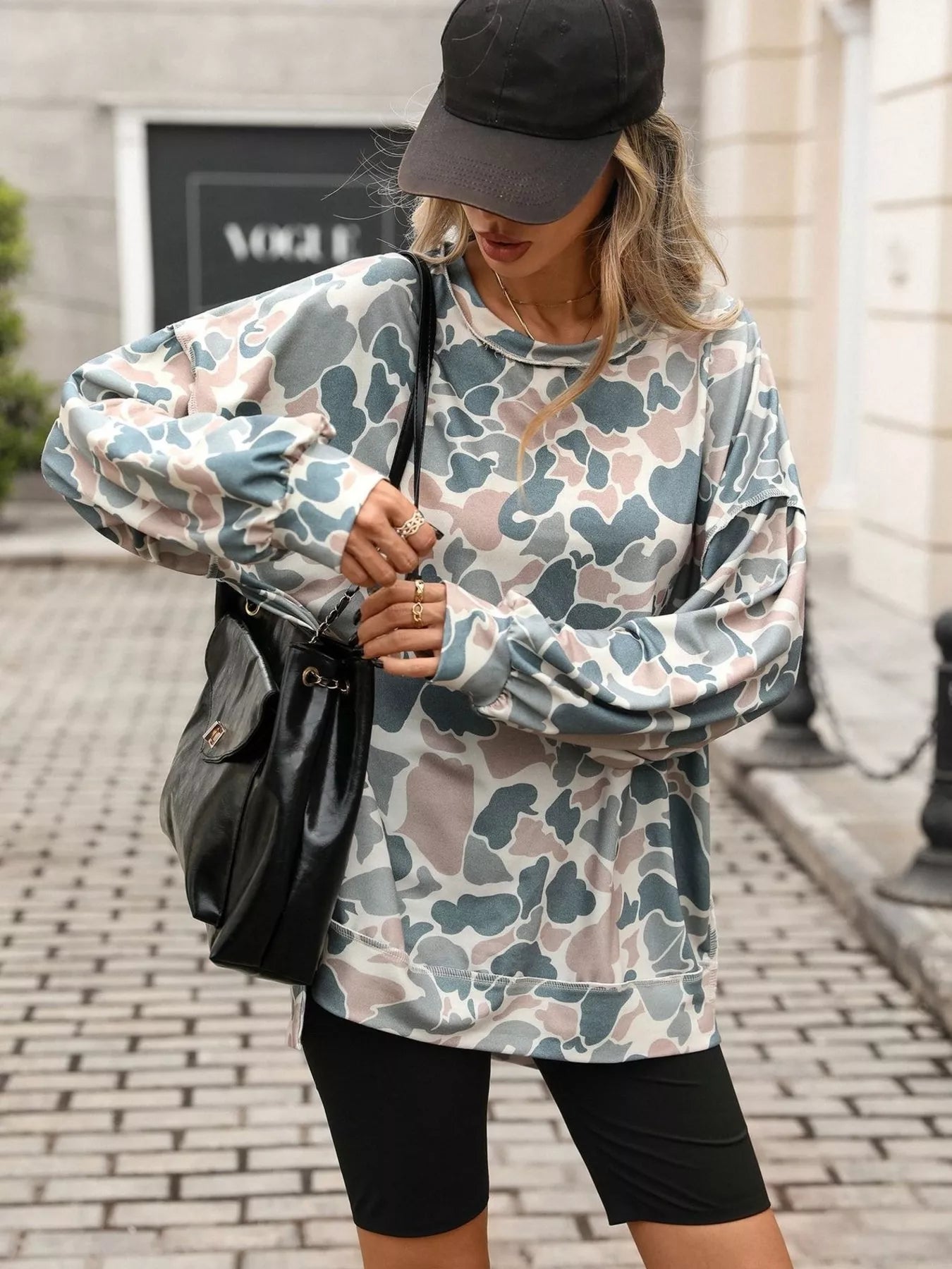 Trendsi Printed Round Neck Sweatshirt -