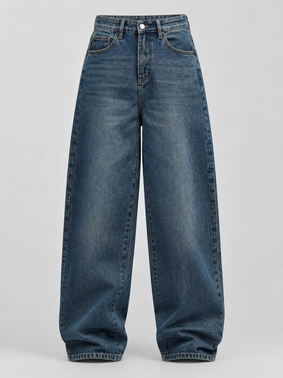 Wide-Leg Vintage Wash Jeans in blue