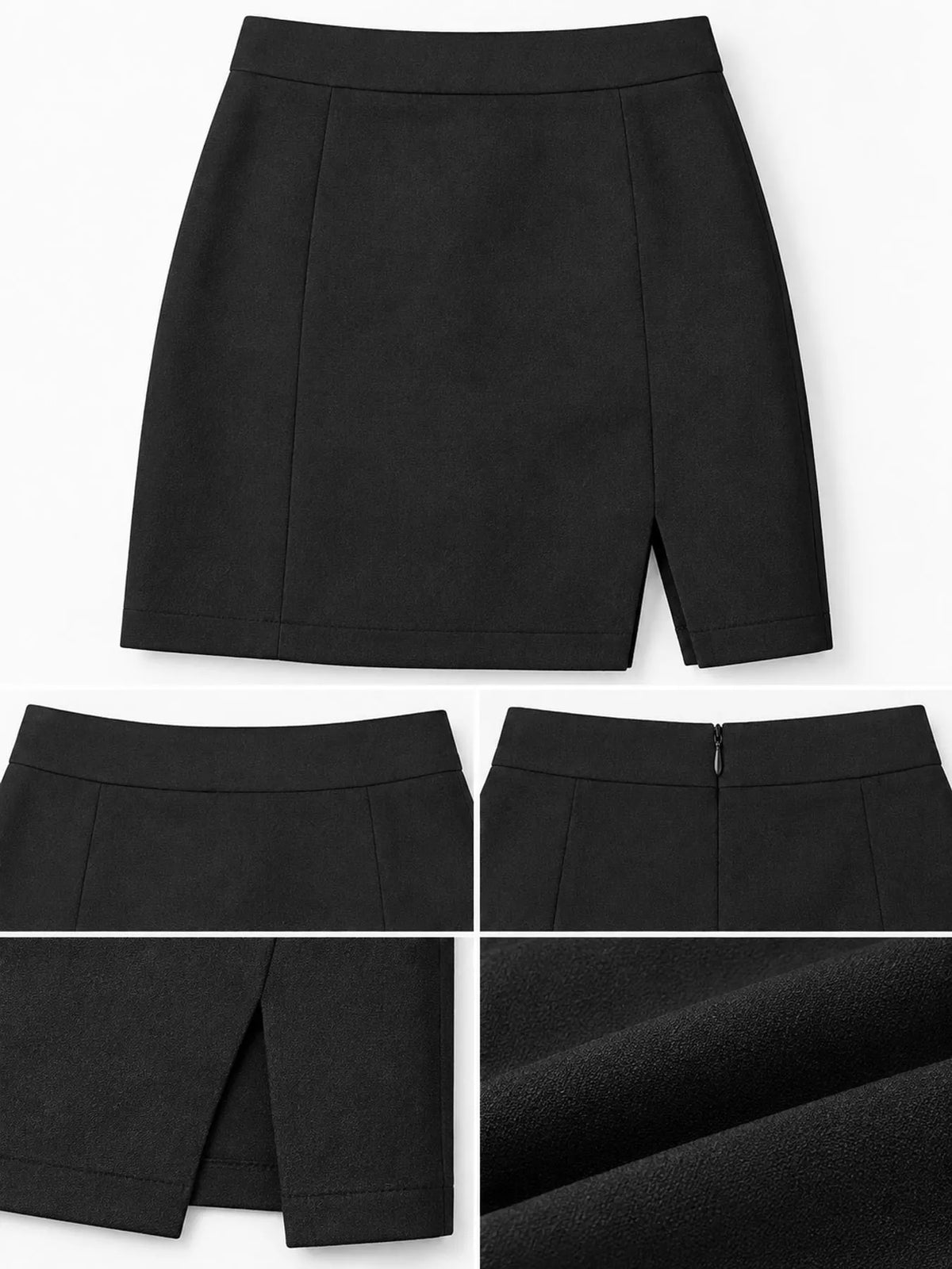 Zip-up mini skirt, black garment details
