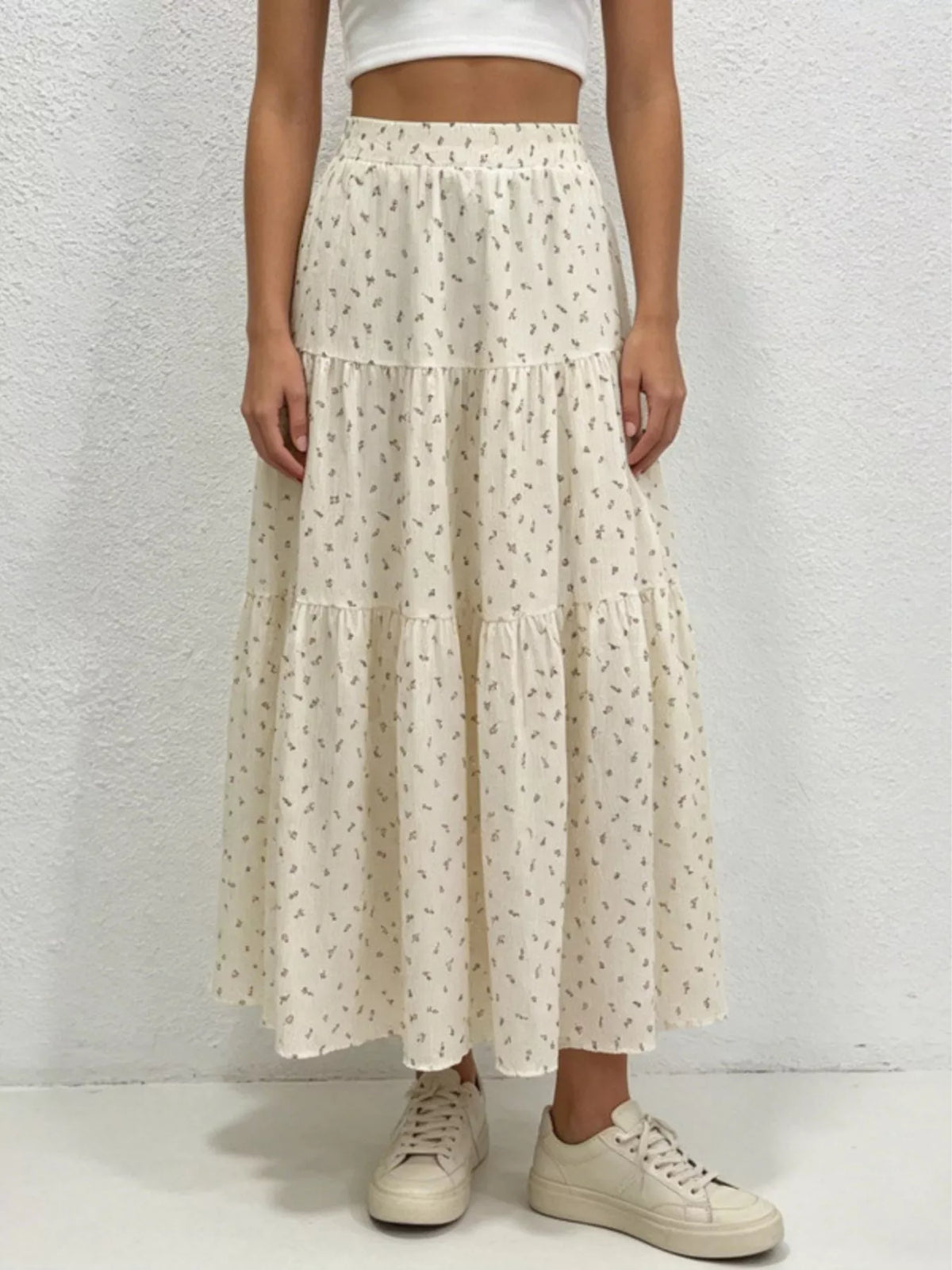 Trendsi Floral Print Tiered Flowy Maxi Skirt -