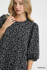 Trendsi Umgee Leopard Print Jacquard Mini Dress -