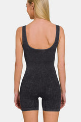 Trendsi Zenana Washed Ribbed Romper with Pad -