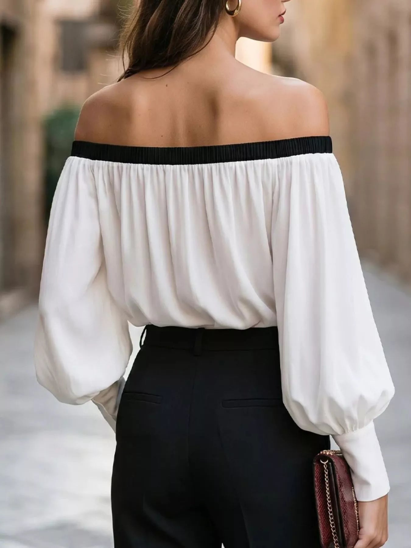 Trendsi Off Shoulder Lantern Sleeve Blouse -