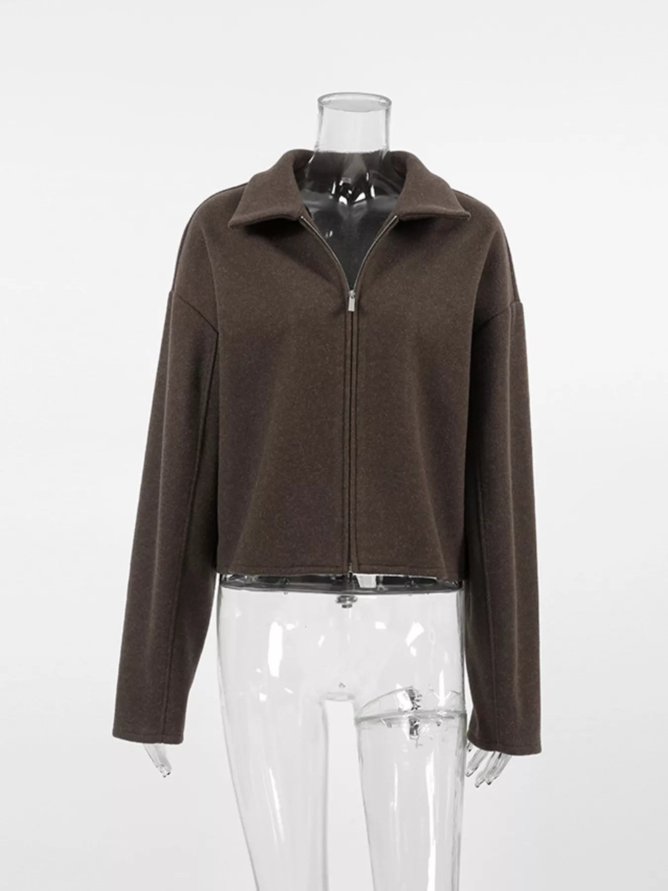Trendsi Zip Up Dropped Shoulder Jacket -
