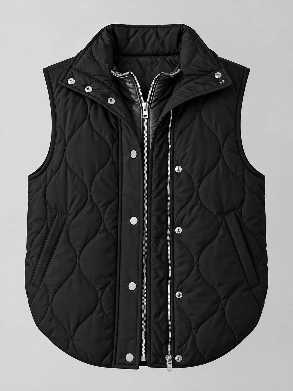 Quilted Snap-Front Vest — garment front