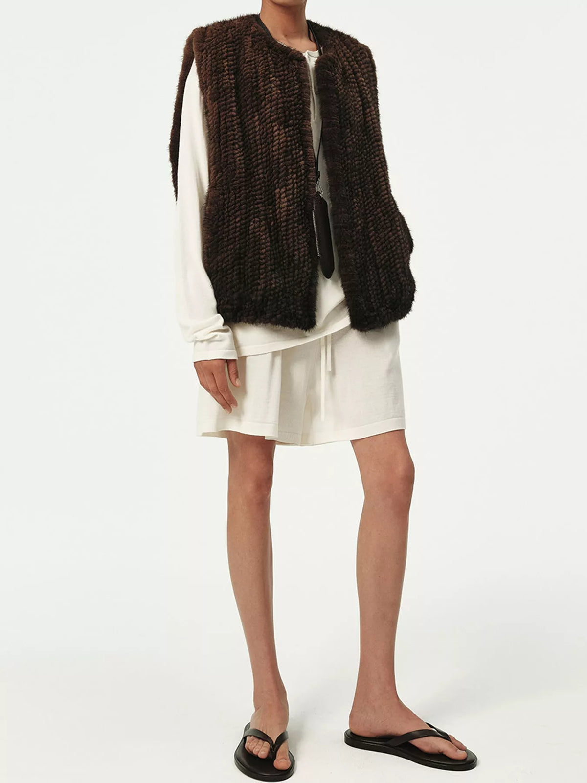 vest, front view on model