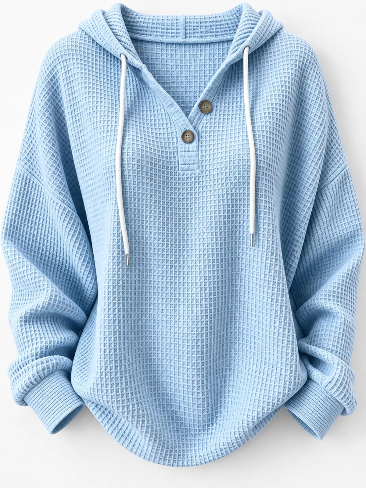 Waffle-knit hoodie, light blue flat lay