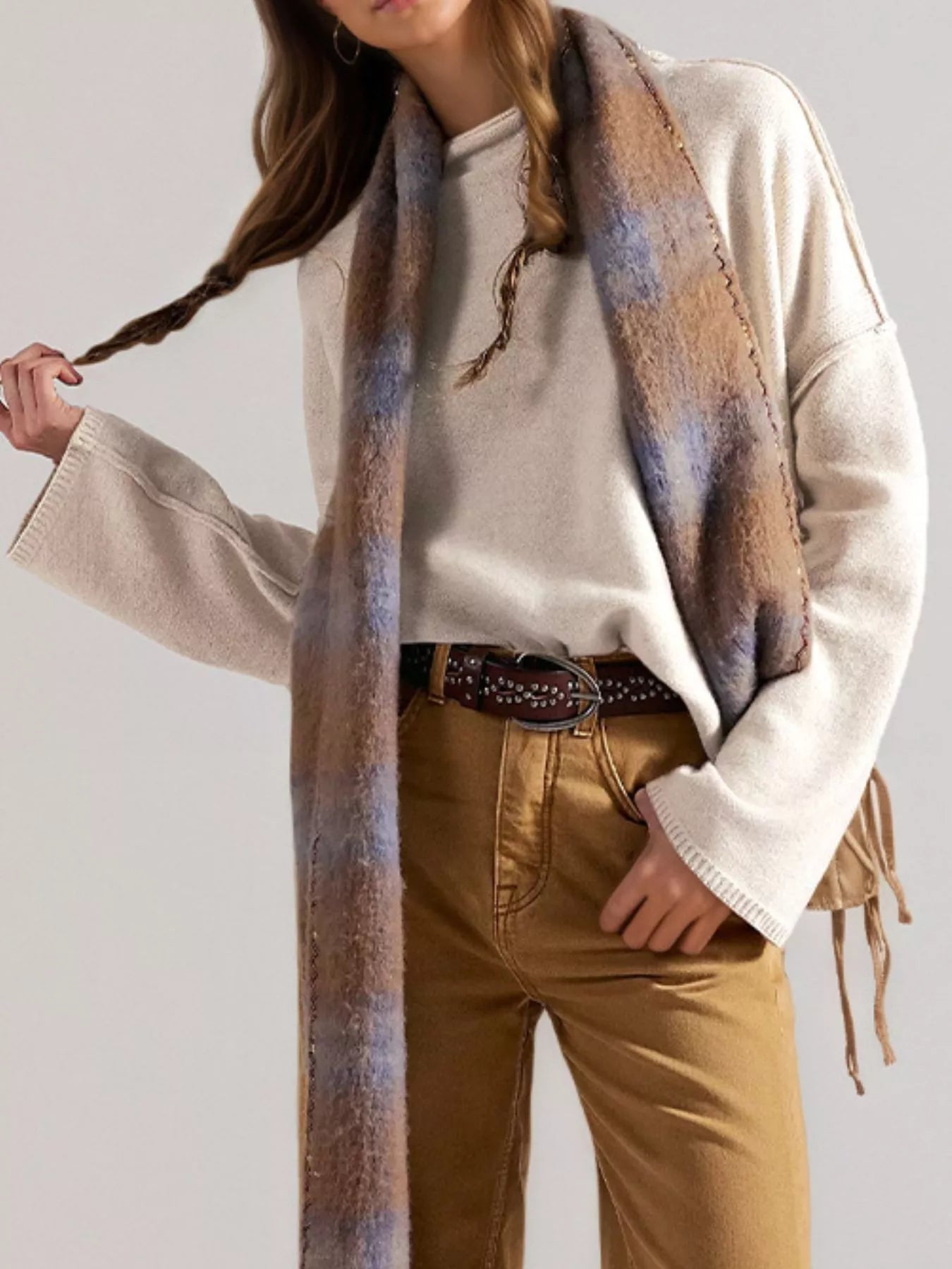 Trendsi Exposed Seam Mock Neck Knit Top -