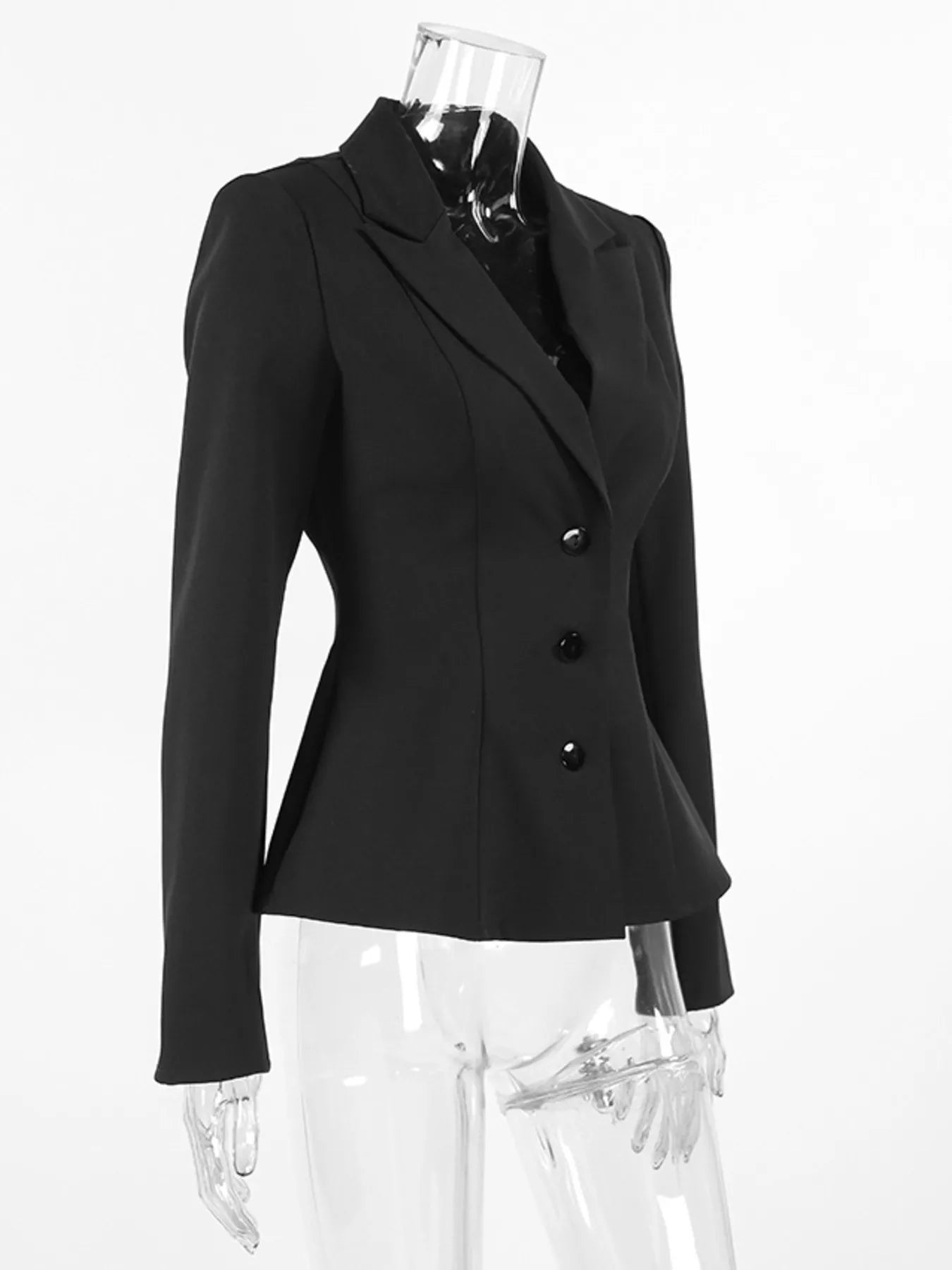 Trendsi Lapel Collar Button Up Blazer -