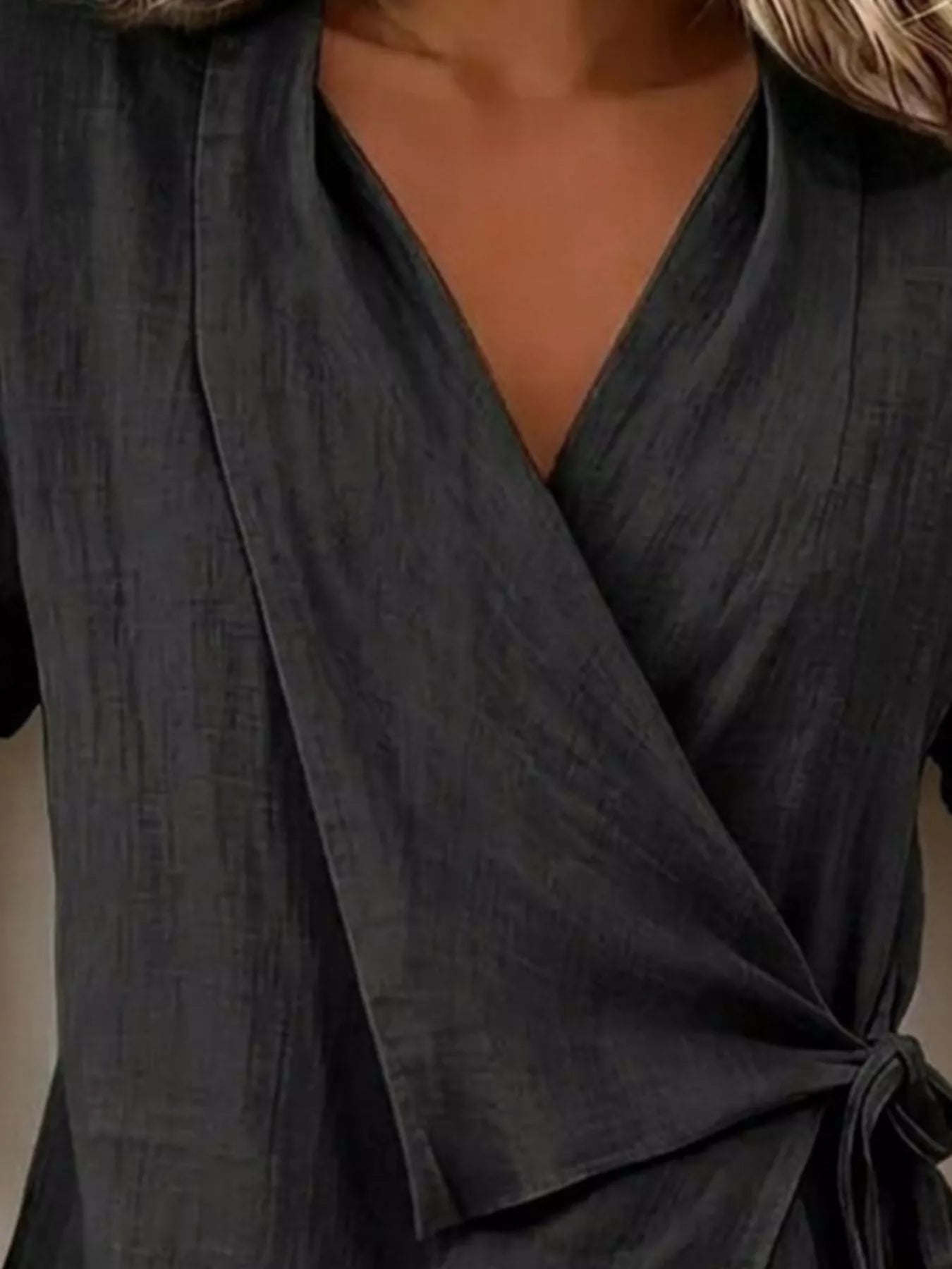 Trendsi Tie-Side Detail Wrap Top -