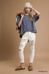 Trendsi Umgee Mineral Wash Round Neck Top -