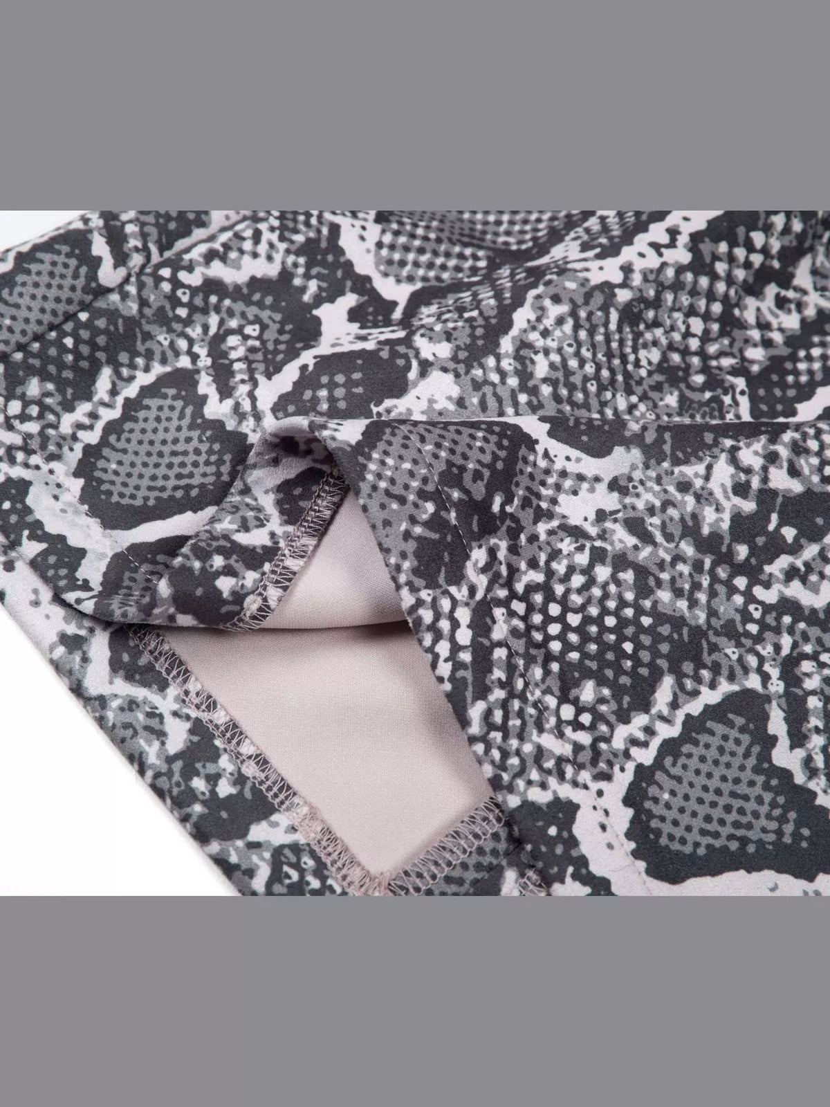 Zip-up mini skirt, gray snakeskin-print zip detail