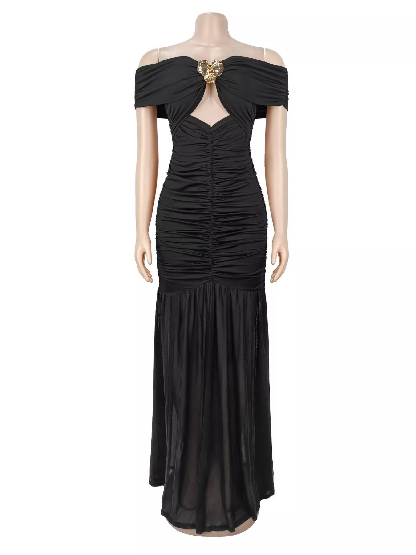 Trendsi Off-Shoulder Ruched Mermaid Maxi Dress -