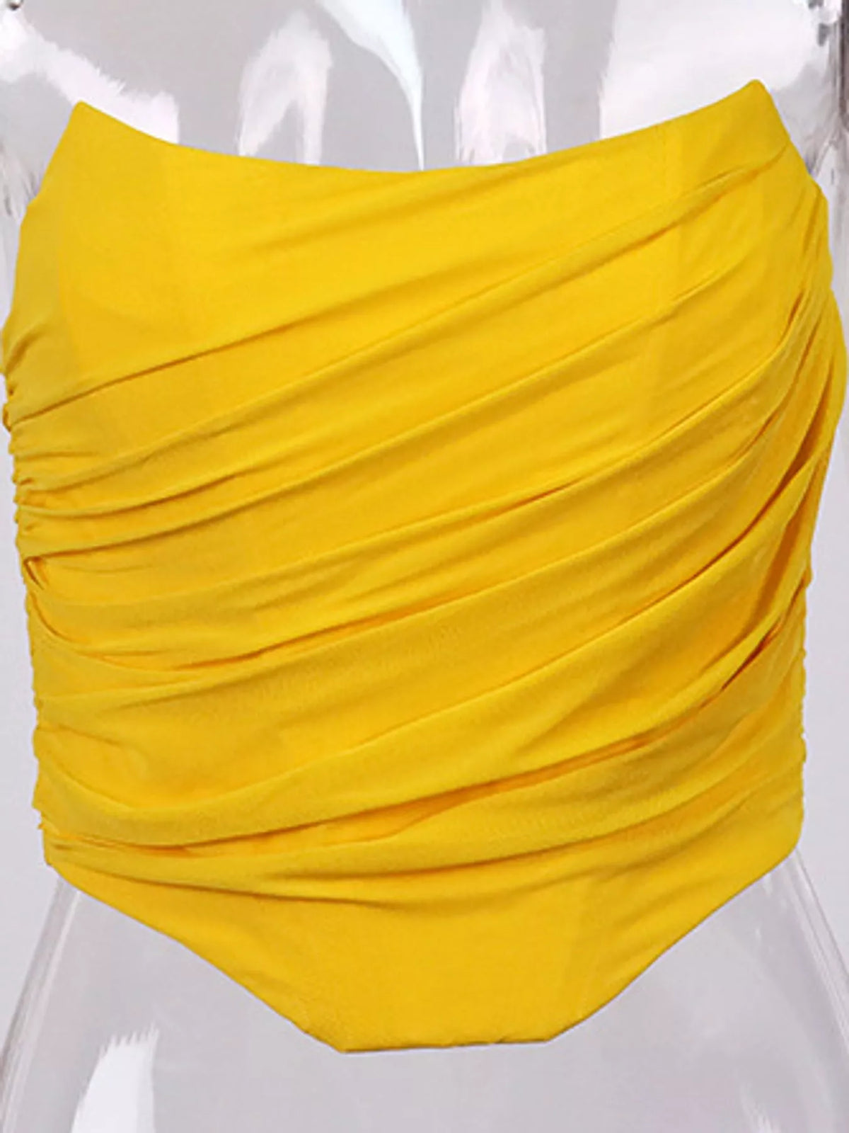 Corset Style Ruched Tube Top in yellow