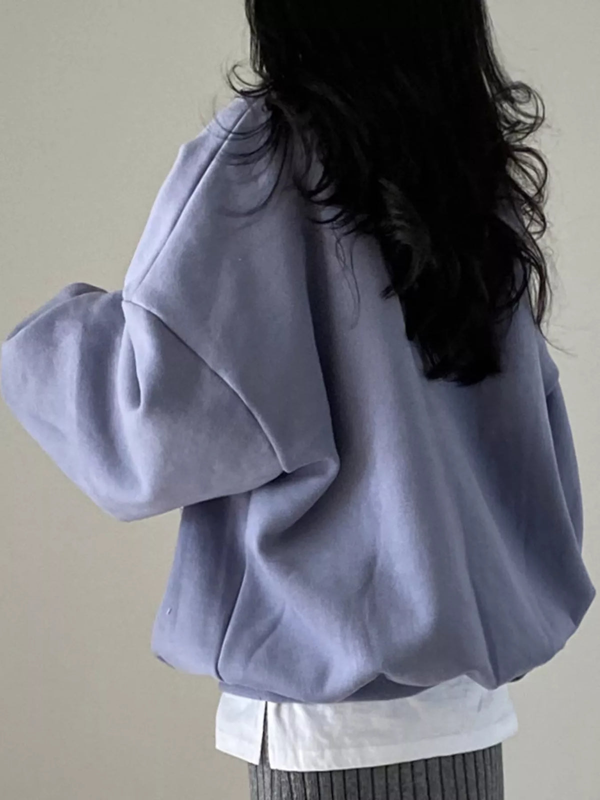 Women's Half-Zip Letter Graphic Sweatshirt in purple — back view