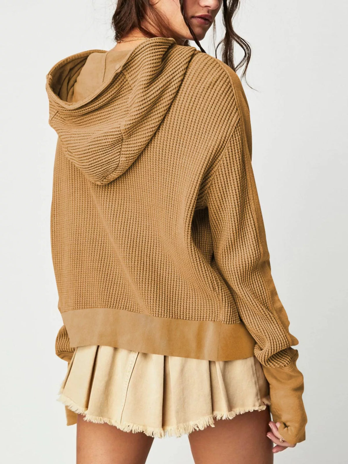 Trendsi Waffle Knit Zip-Up Jacket -