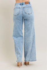Trendsi Judy Blue Full Size High Waist Wide Leg Jeans with Skewed Inseam Plus Size -