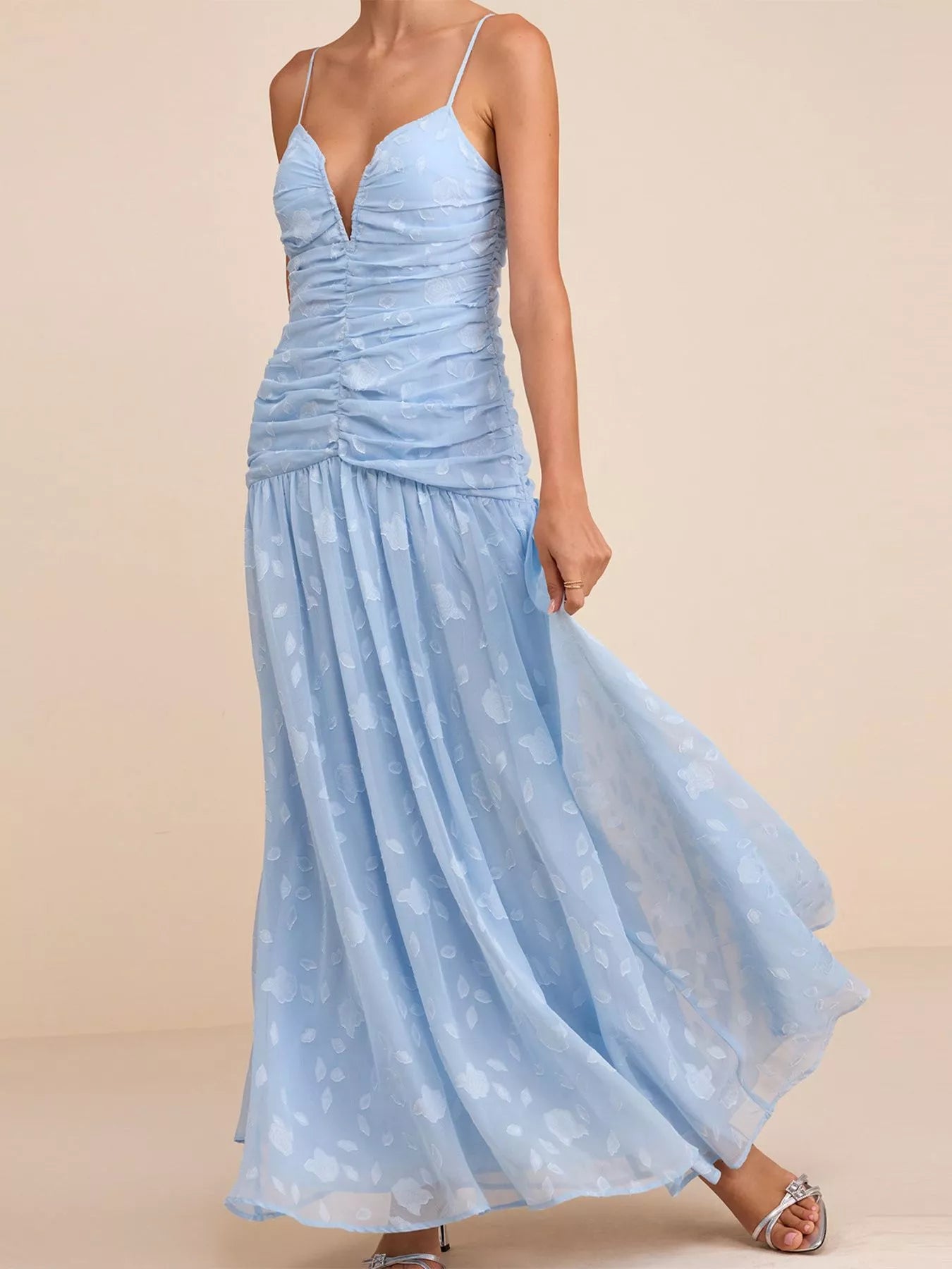 Trendsi Ruched Spaghetti Strap Maxi Dress -