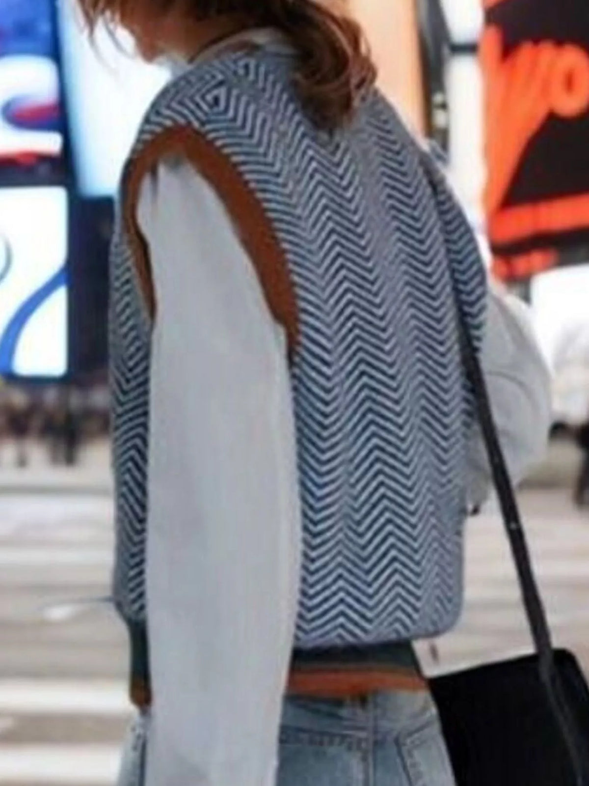 Trendsi Chevron Pattern V-Neck Knit Sweater Vest -