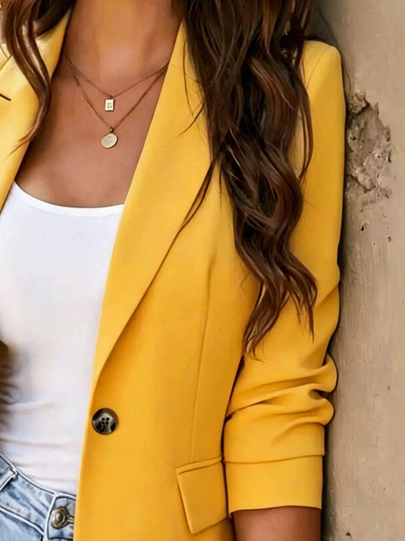 Trendsi Full Size Single-Breasted Lapel Collar Blazer Plus Size -