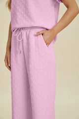Trendsi Double Take Full Size Texture Round Neck Short Sleeve Top and Pants Set -