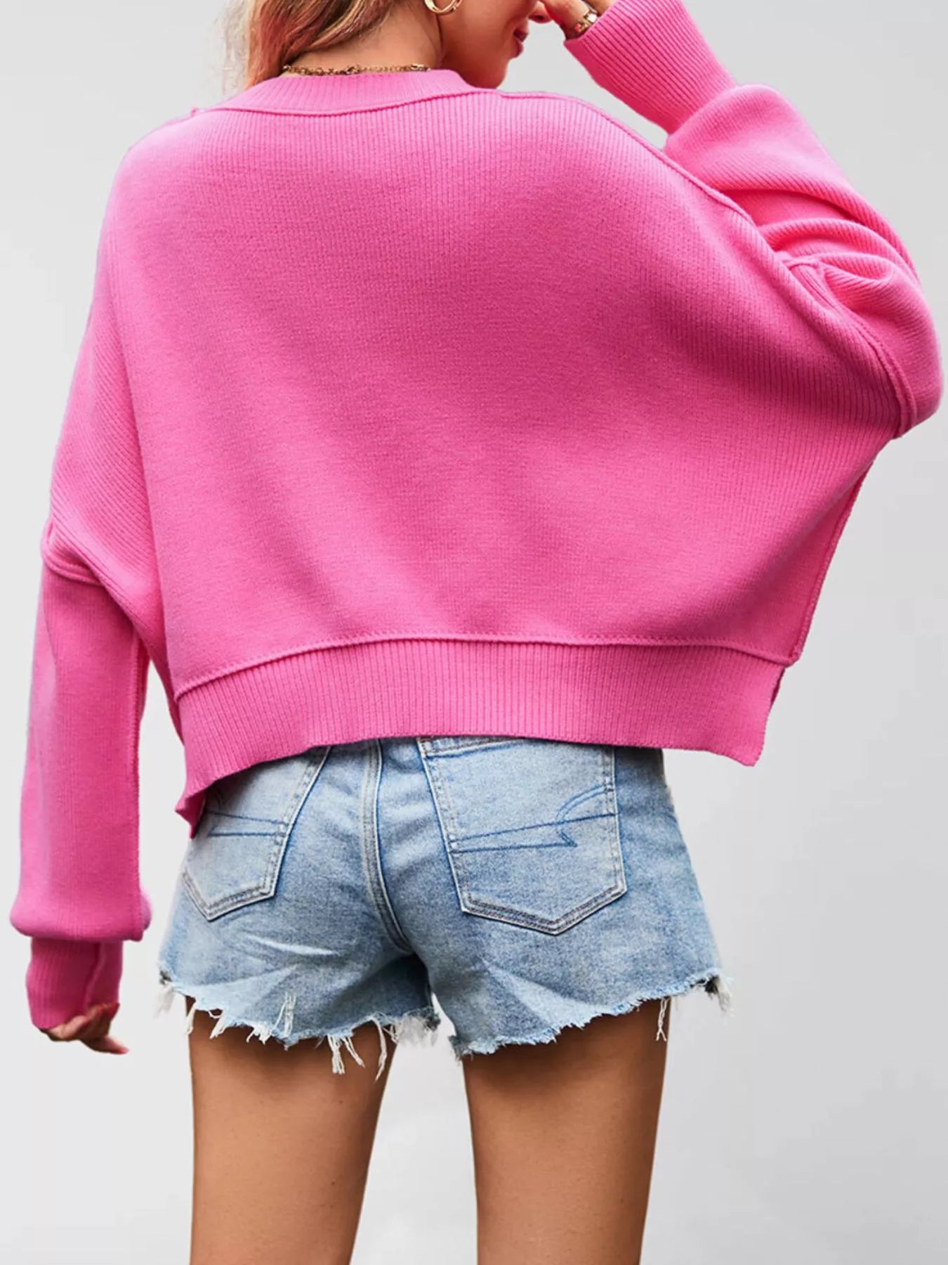 Trendsi Crew Neck Dropped Shoulder Sweater -